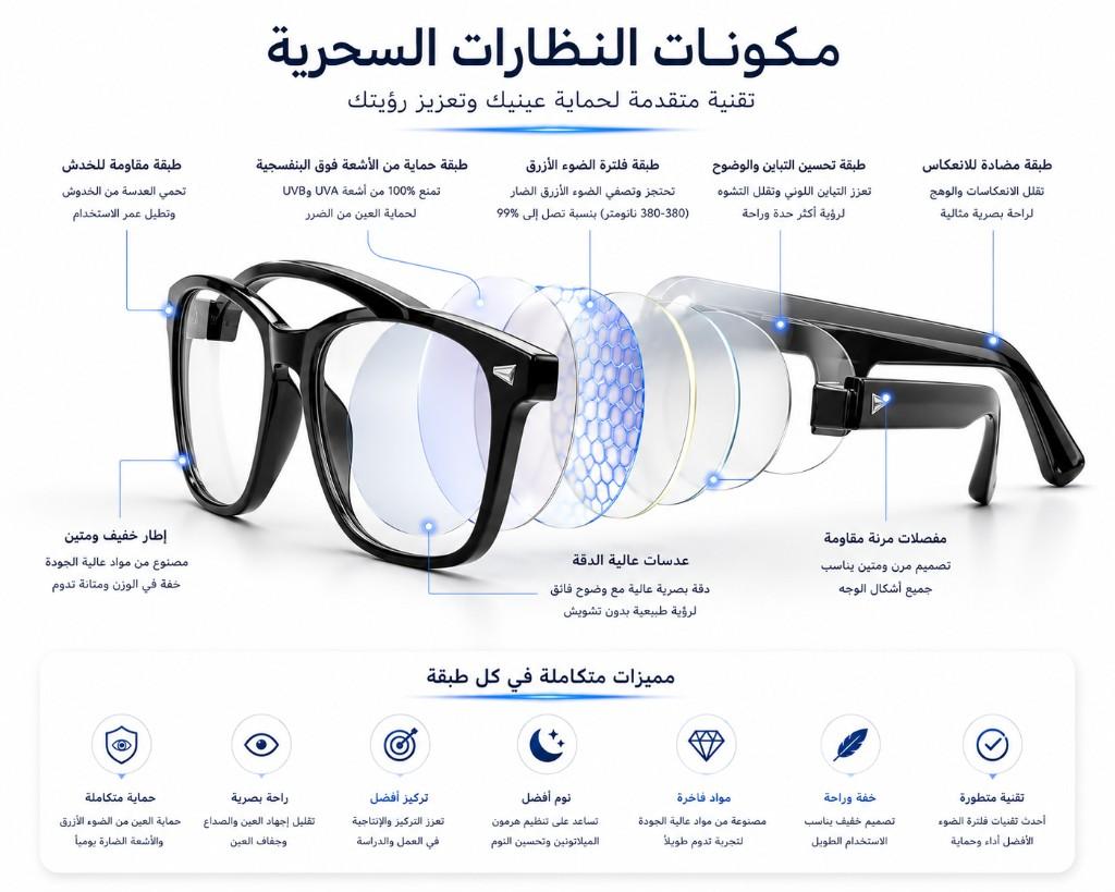 مكونات VisionFlow™ — طبقات العدسة